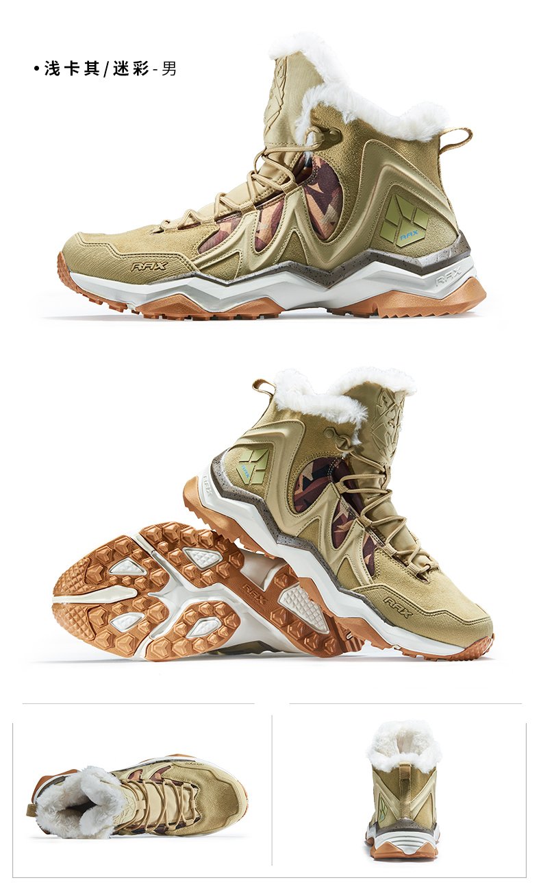 RAX Winter Snow Boots For Men Women Fleece Hiking Shoes Outdoor Sports Sneakers Mens Mountain Shoes Trekking Walking Boots