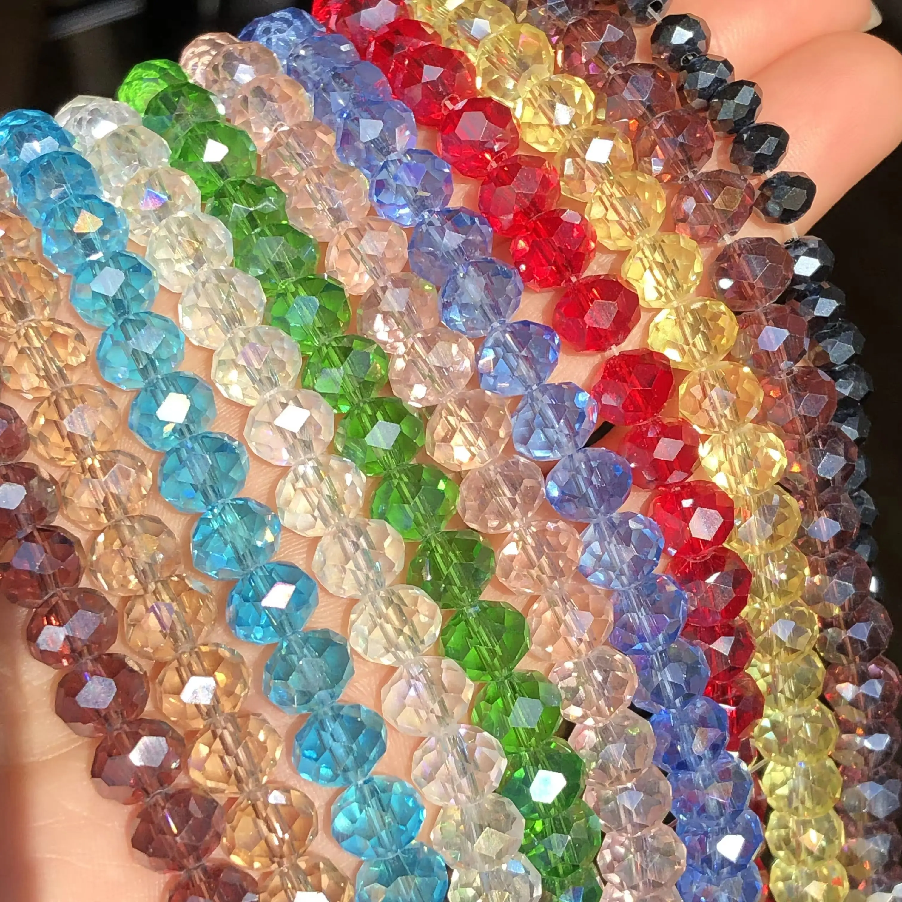 AB Clear Austria Faceted Crystal Rondelle Glass Bead Loose Spacer Beads For Jewelry Making DIY Bracelet Necklace 3/4/6/8/10/12mm