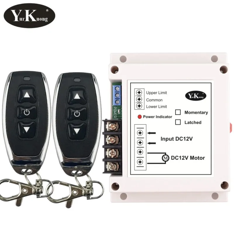 DC12V Motor Remote Control Switch 400W 2CH Motor Forwards Reverse Up Down Stop Water Pump Oil Pump Wireless TX RX Limited Switch