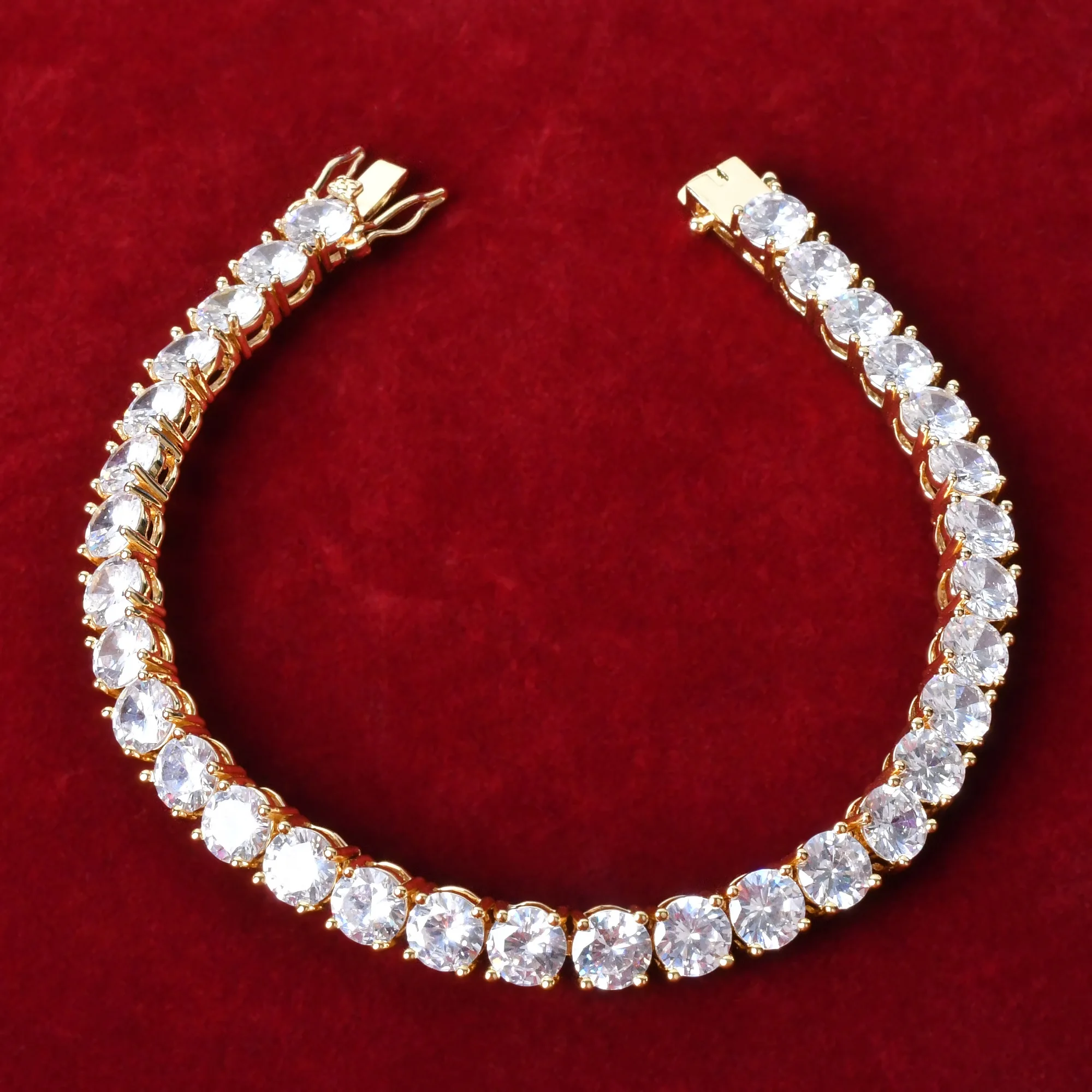 Aokaishen Tennis Bracelet for Men AAAAA Cubic Zirconia Hip Hop Jewelry Gold Color CZ Link Birthday Gift 2022 Trend