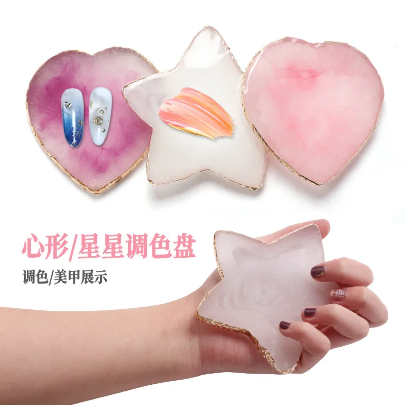 Resin Agate Stone Nail Color Palette Gel Polish Pallet Mixing Drawing Paint Plate DIY Nail Art Display Shelf Manicure Tools