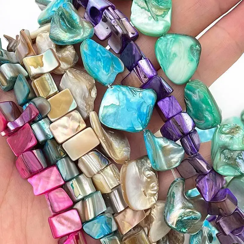 Natural Shell Coin Freefrom Stone Beads Loose DIY Strand 15 Inch For Necklace Bracelet Earring Jewelry Making