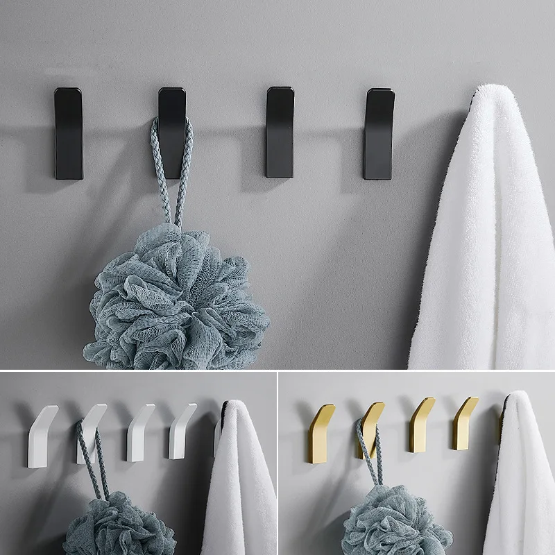 1/5Pc Space Aluminum Hook Single Hook For Clothes Hat Towel Robe Hooks Waterproof Rustproof Good Load Bearing Adhesive Hooks