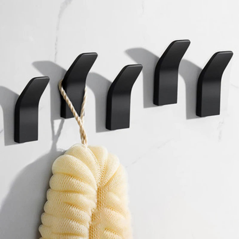 1/5Pc Space Aluminum Hook Single Hook For Clothes Hat Towel Robe Hooks Waterproof Rustproof Good Load Bearing Adhesive Hooks