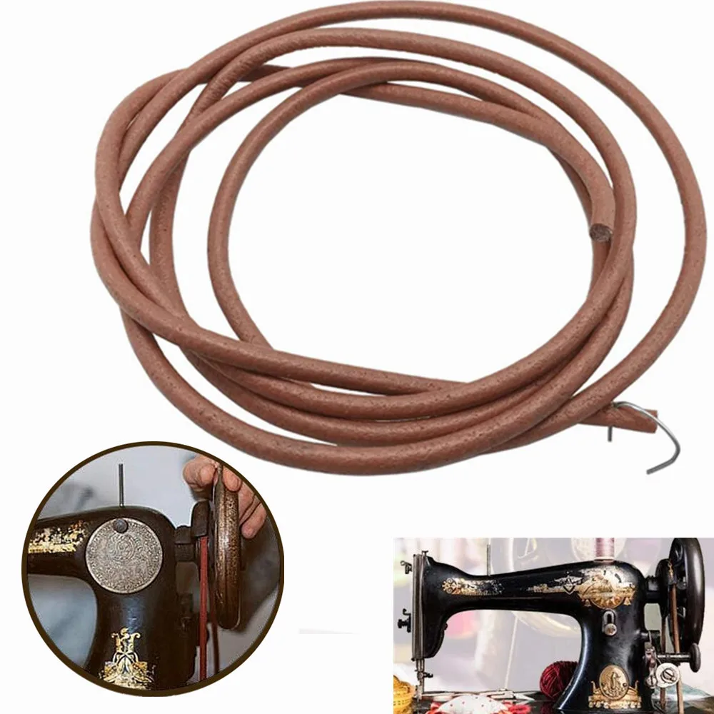 3/16" 5mm Household Home Old Sewing Machines Accessory 72" 183cm Leather Belt Treadle Parts With Hook For Singer Sewing Machine