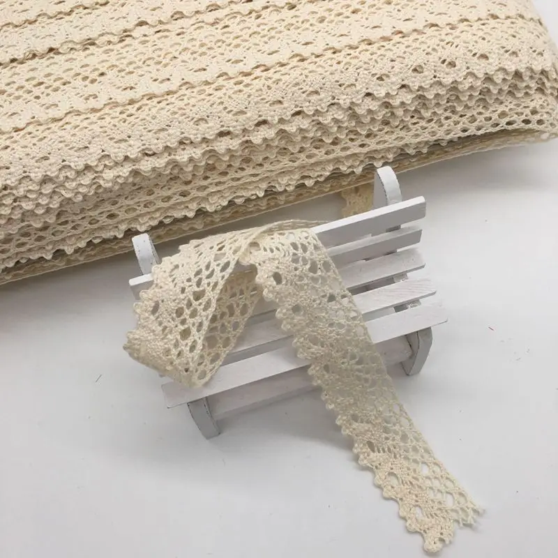 5Yard/Lot 25mm White Beige Cotton Lace Hometexile Cloth Wrap Knitting Embellishments DIY Patchwork Craft Lace Trims scrapbooking