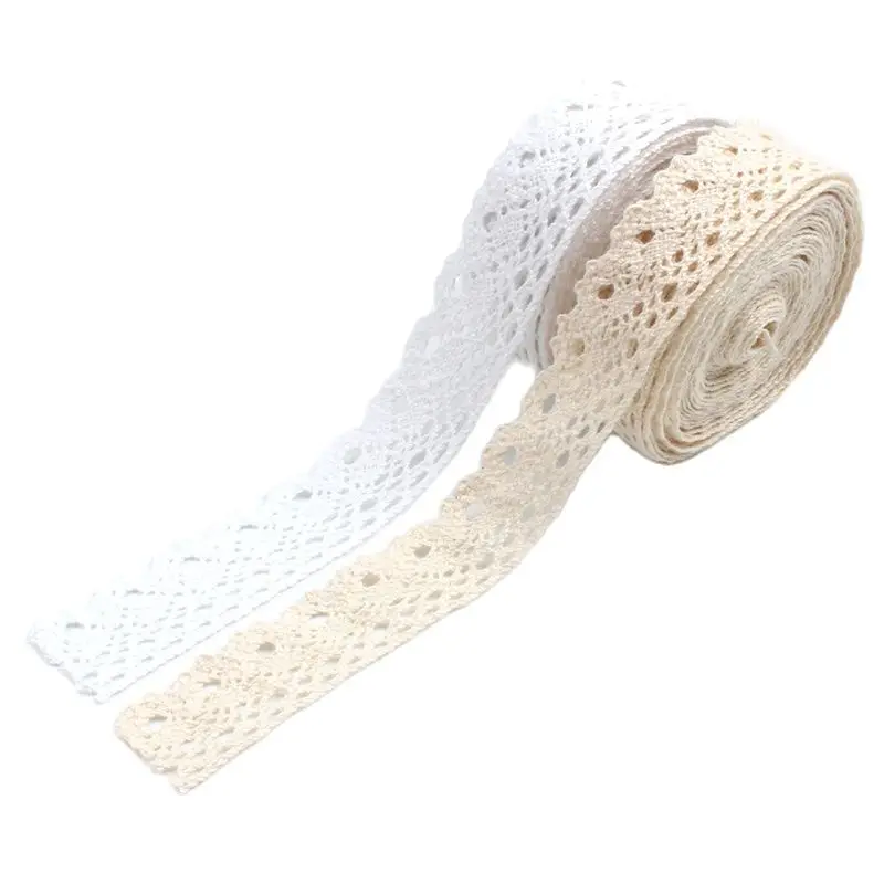 5Yard/Lot 25mm White Beige Cotton Lace Hometexile Cloth Wrap Knitting Embellishments DIY Patchwork Craft Lace Trims scrapbooking