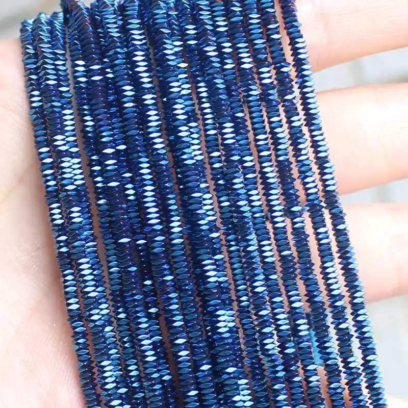 Natural Hematite Plated color Faceted Rectanger1x2/2x3/2x4mm Loose beads,For DIYJewelry making! Mixed wholesale for all items !