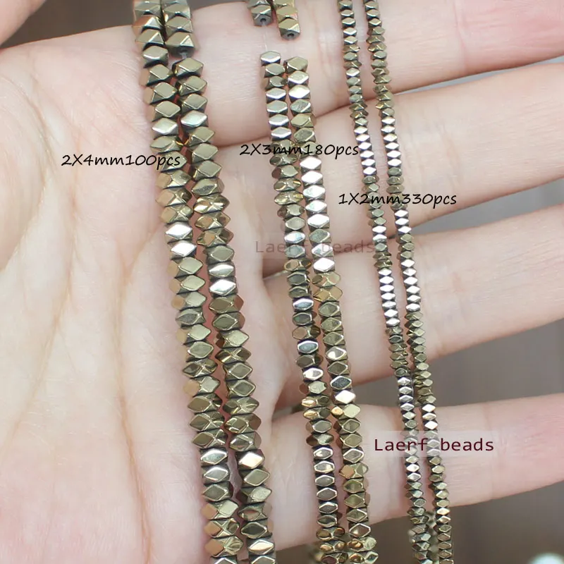 Natural Hematite Plated color Faceted Rectanger1x2/2x3/2x4mm Loose beads,For DIYJewelry making! Mixed wholesale for all items !