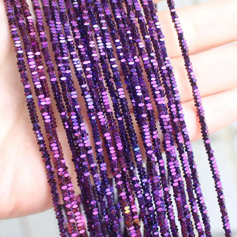 Natural Hematite Plated color Faceted Rectanger1x2/2x3/2x4mm Loose beads,For DIYJewelry making! Mixed wholesale for all items !