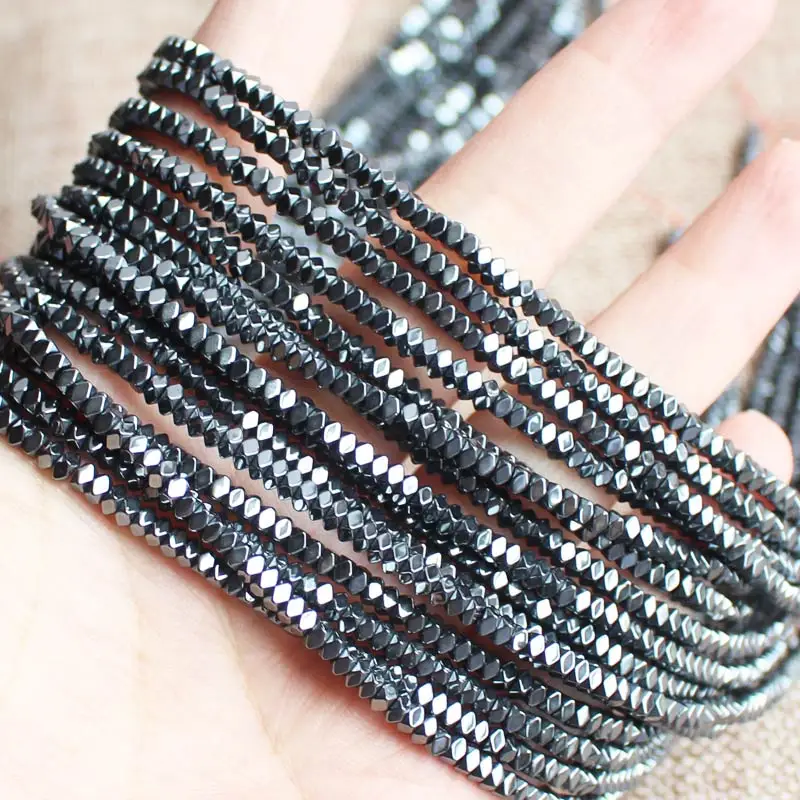 Natural Hematite Plated color Faceted Rectanger1x2/2x3/2x4mm Loose beads,For DIYJewelry making! Mixed wholesale for all items !