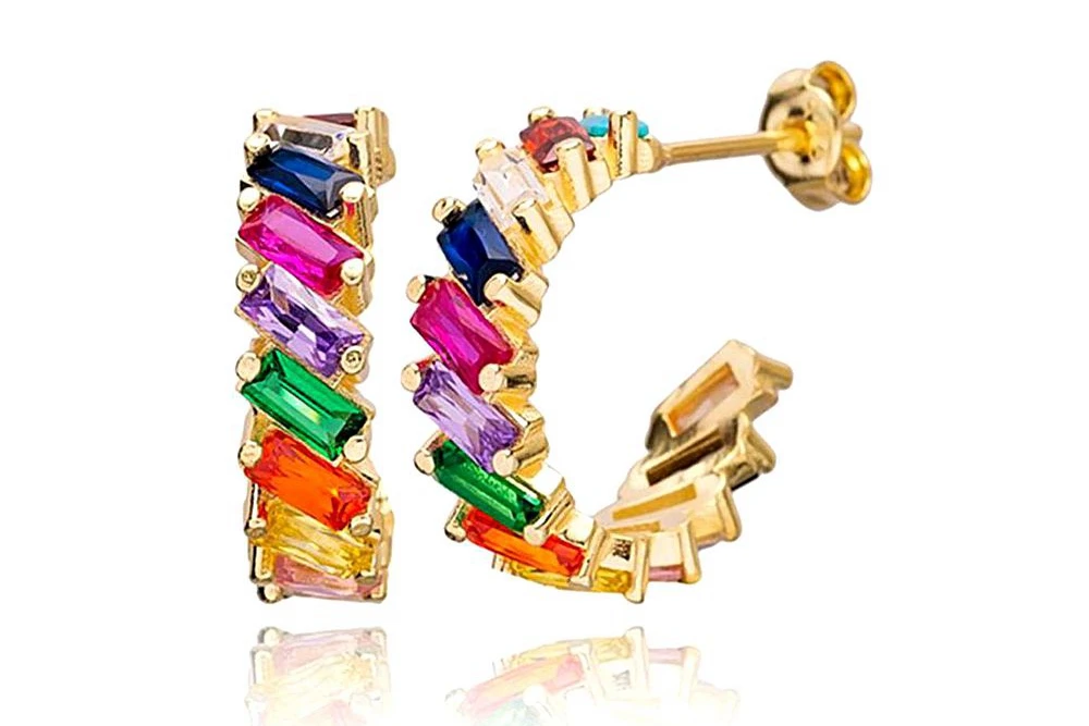 13mm Crystal Hoop Earrings for Women 925 Sterling Silver Needle Zircon Huggie Small Earrings Hoop Trend Piercing Jewelry Gifts