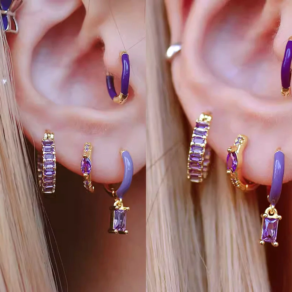 13mm Crystal Hoop Earrings for Women 925 Sterling Silver Needle Zircon Huggie Small Earrings Hoop Trend Piercing Jewelry Gifts
