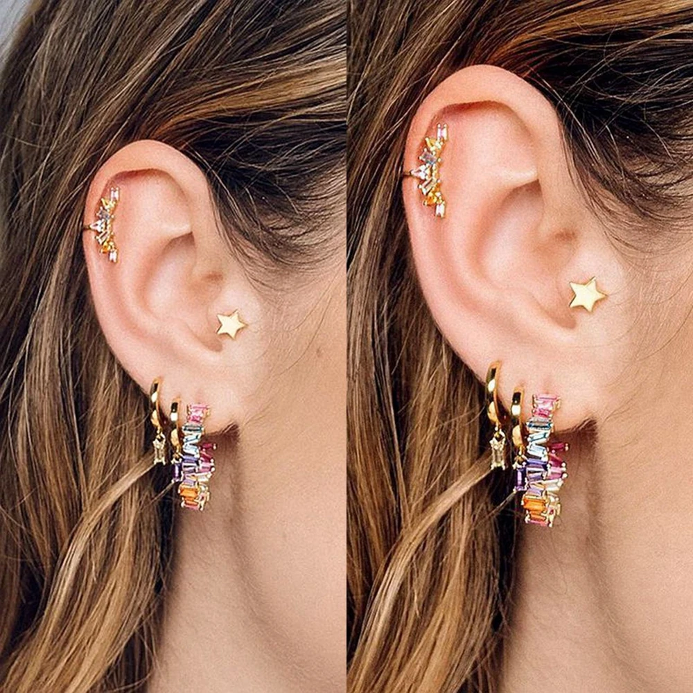 13mm Crystal Hoop Earrings for Women 925 Sterling Silver Needle Zircon Huggie Small Earrings Hoop Trend Piercing Jewelry Gifts