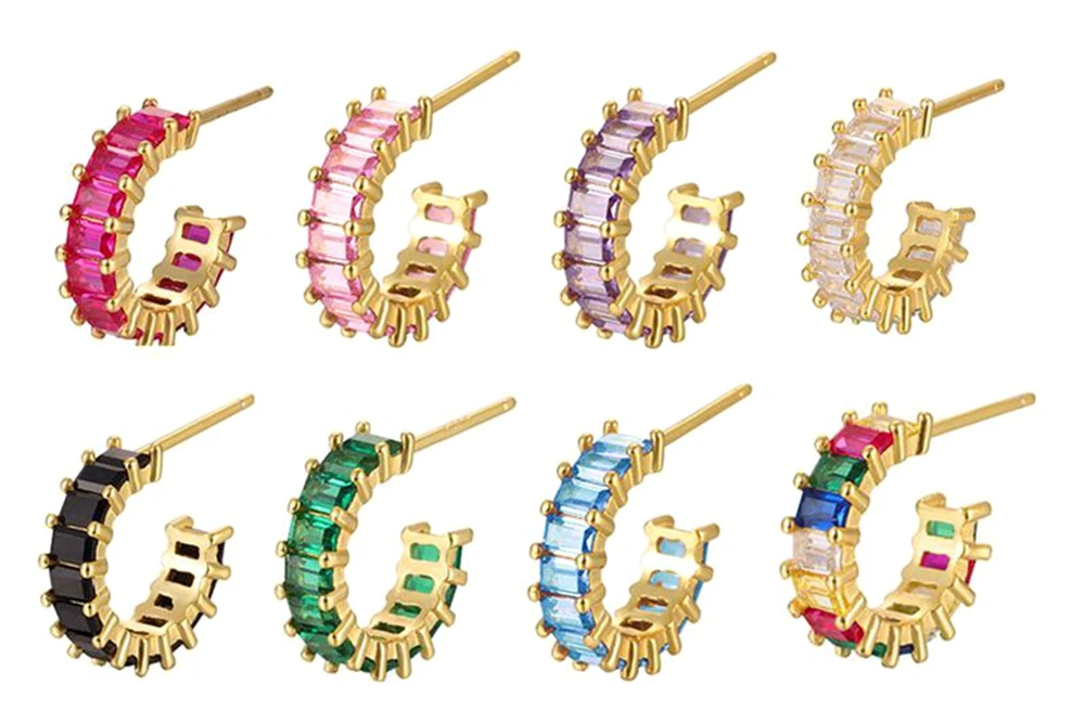 13mm Crystal Hoop Earrings for Women 925 Sterling Silver Needle Zircon Huggie Small Earrings Hoop Trend Piercing Jewelry Gifts