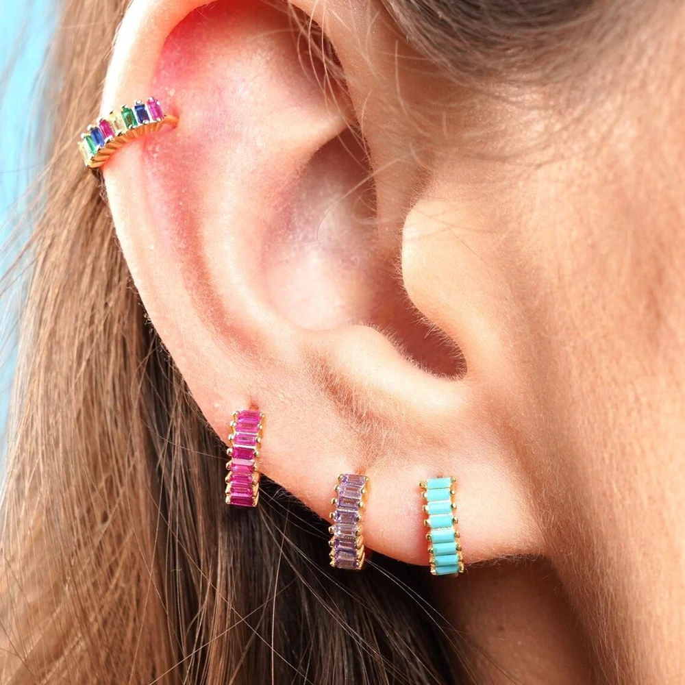 13mm Crystal Hoop Earrings for Women 925 Sterling Silver Needle Zircon Huggie Small Earrings Hoop Trend Piercing Jewelry Gifts