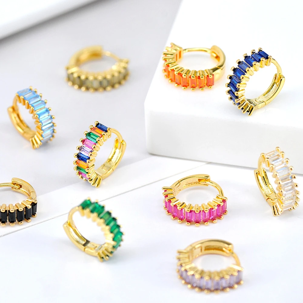 13mm Crystal Hoop Earrings for Women 925 Sterling Silver Needle Zircon Huggie Small Earrings Hoop Trend Piercing Jewelry Gifts