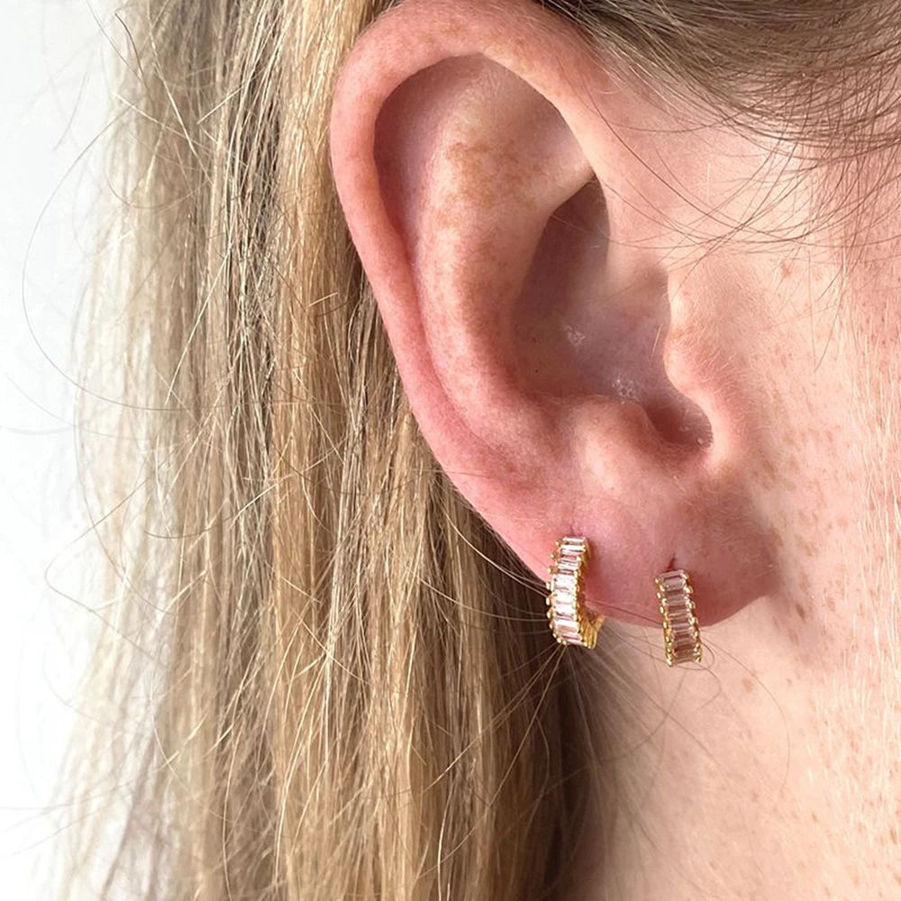 13mm Crystal Hoop Earrings for Women 925 Sterling Silver Needle Zircon Huggie Small Earrings Hoop Trend Piercing Jewelry Gifts