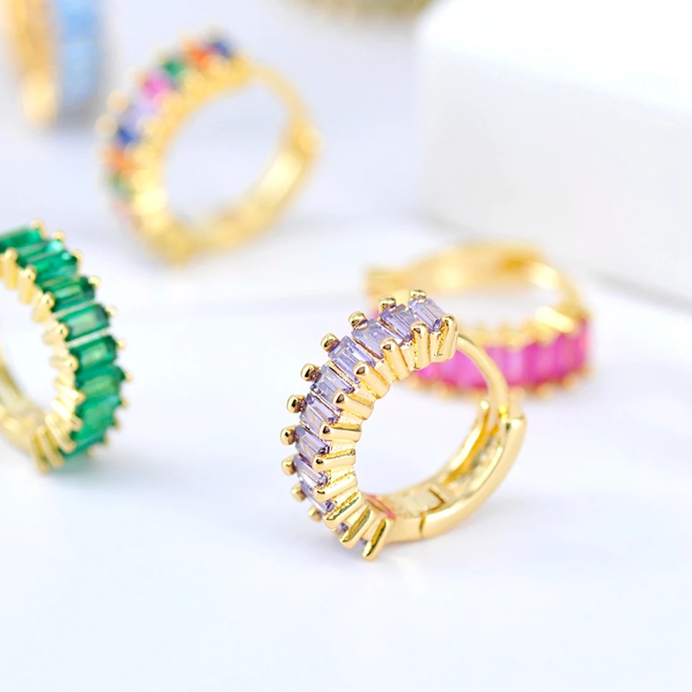 13mm Crystal Hoop Earrings for Women 925 Sterling Silver Needle Zircon Huggie Small Earrings Hoop Trend Piercing Jewelry Gifts
