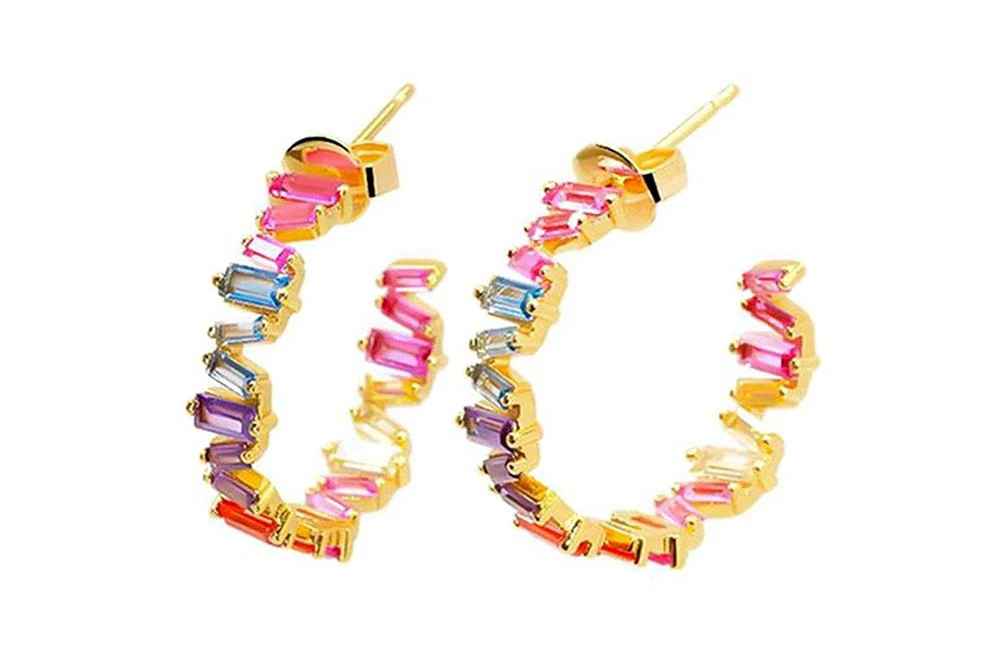13mm Crystal Hoop Earrings for Women 925 Sterling Silver Needle Zircon Huggie Small Earrings Hoop Trend Piercing Jewelry Gifts