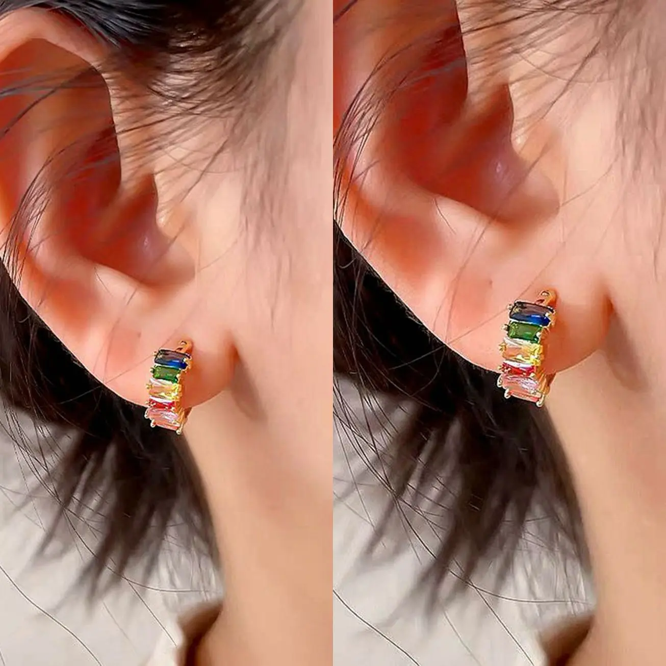 13mm Crystal Hoop Earrings for Women 925 Sterling Silver Needle Zircon Huggie Small Earrings Hoop Trend Piercing Jewelry Gifts