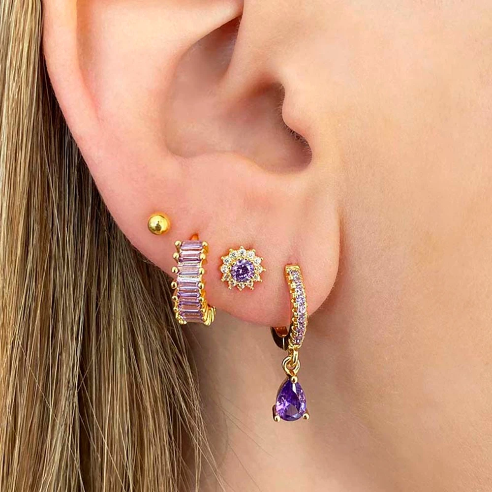 13mm Crystal Hoop Earrings for Women 925 Sterling Silver Needle Zircon Huggie Small Earrings Hoop Trend Piercing Jewelry Gifts