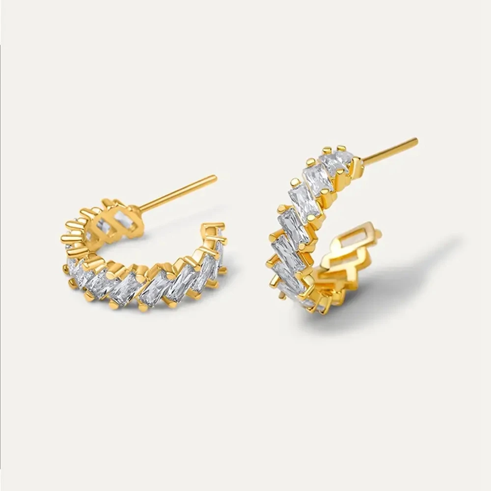 13mm Crystal Hoop Earrings for Women 925 Sterling Silver Needle Zircon Huggie Small Earrings Hoop Trend Piercing Jewelry Gifts