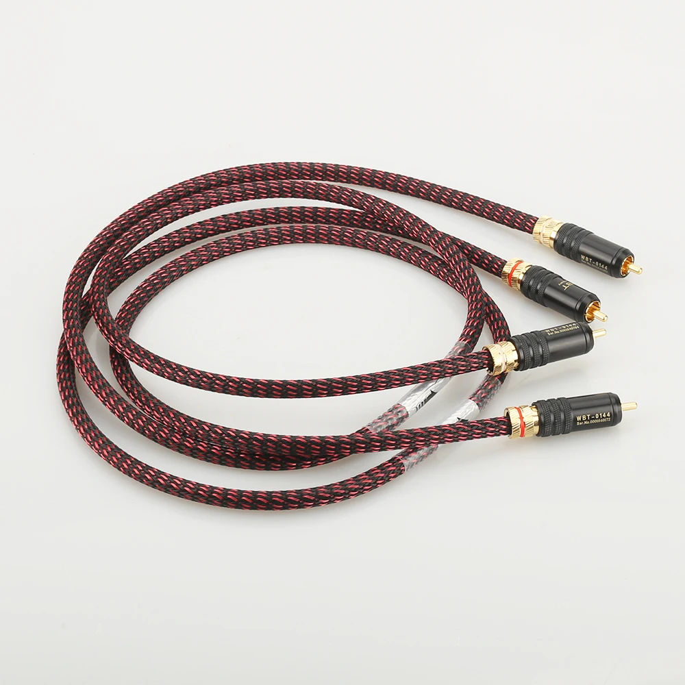 New Pair Hifi Audio 5N OFC RCA Audio Interconnect Cable Hi-End RCA to RCA Extension Cable with Gold Plated RCA Connector Plug