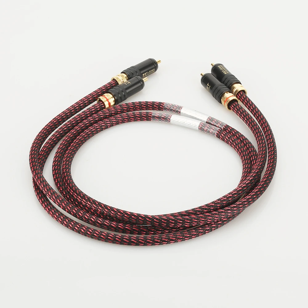 New Pair Hifi Audio 5N OFC RCA Audio Interconnect Cable Hi-End RCA to RCA Extension Cable with Gold Plated RCA Connector Plug