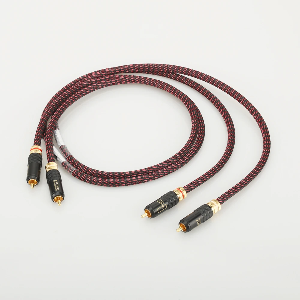 New Pair Hifi Audio 5N OFC RCA Audio Interconnect Cable Hi-End RCA to RCA Extension Cable with Gold Plated RCA Connector Plug