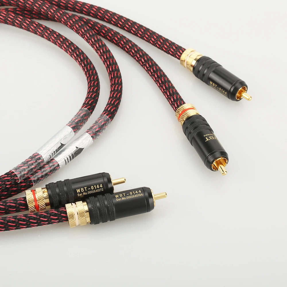 New Pair Hifi Audio 5N OFC RCA Audio Interconnect Cable Hi-End RCA to RCA Extension Cable with Gold Plated RCA Connector Plug