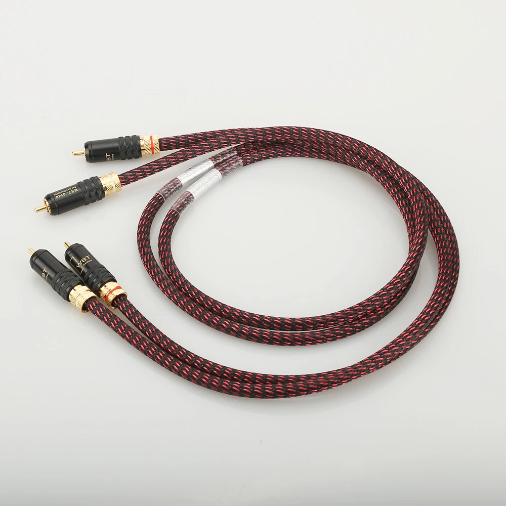 New Pair Hifi Audio 5N OFC RCA Audio Interconnect Cable Hi-End RCA to RCA Extension Cable with Gold Plated RCA Connector Plug