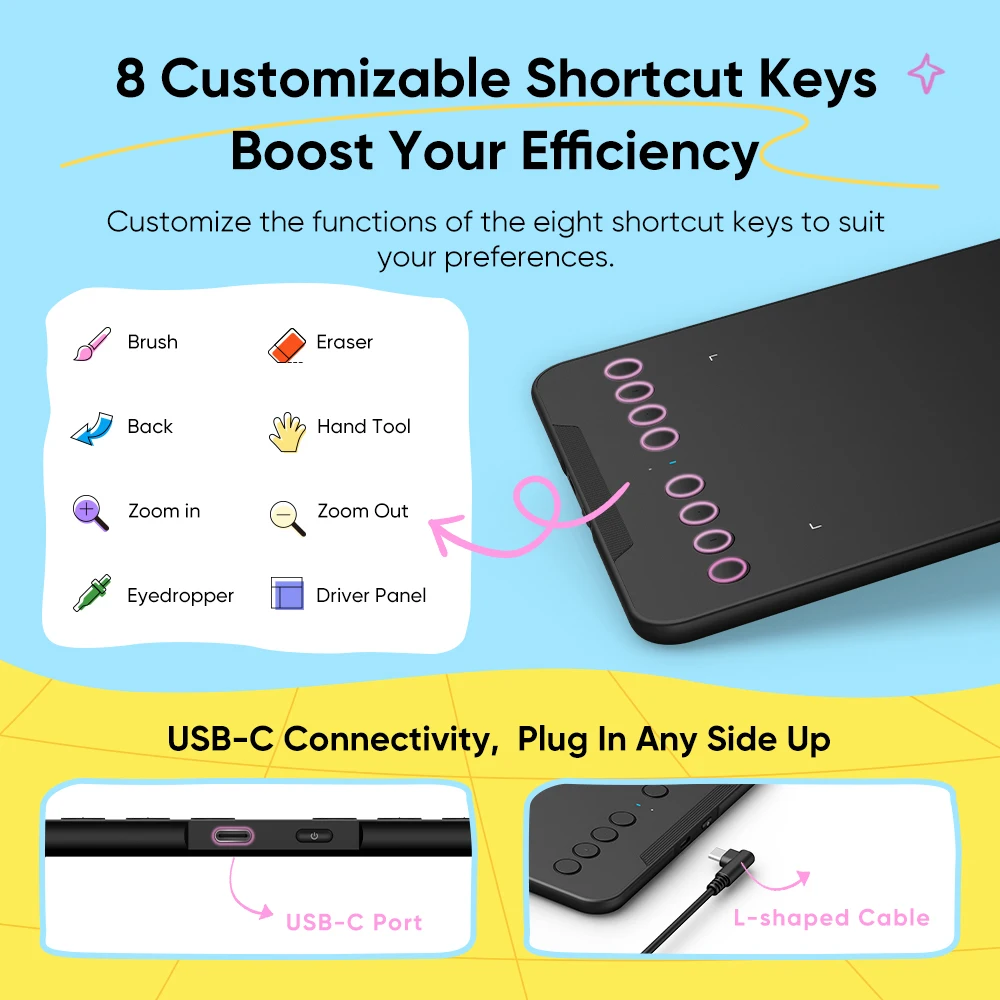 XPPen Deco Mini7W V2 New Graphics Tablet Bluetooth Wireless Drawing Tablet 16K Levels 7x4 Inch 8 Keys for Windows Mac Android