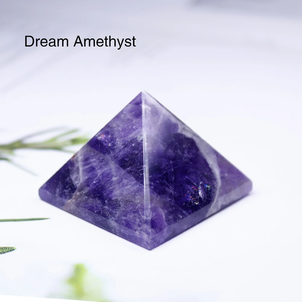 28-32mm Natural Crystal Pyramid Healing Crystal Crafts Rose Quartz Chakra Reiki Crystal Rainbow Fluorite Home Decor Point
