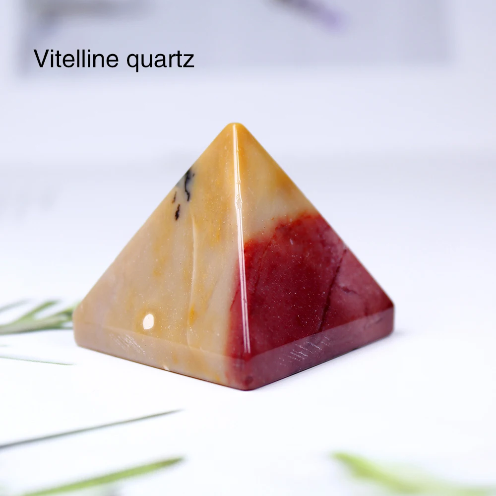 28-32mm Natural Crystal Pyramid Healing Crystal Crafts Rose Quartz Chakra Reiki Crystal Rainbow Fluorite Home Decor Point