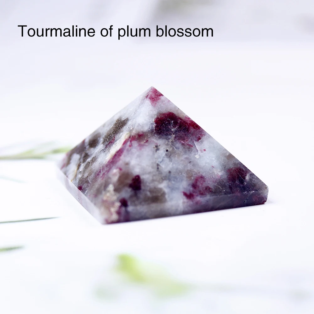 28-32mm Natural Crystal Pyramid Healing Crystal Crafts Rose Quartz Chakra Reiki Crystal Rainbow Fluorite Home Decor Point