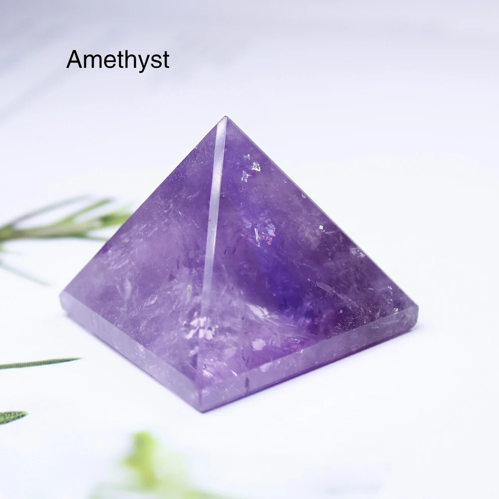 28-32mm Natural Crystal Pyramid Healing Crystal Crafts Rose Quartz Chakra Reiki Crystal Rainbow Fluorite Home Decor Point