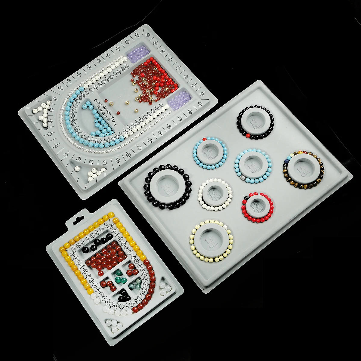 Mix7Style Gray Velvet Flocked Board Beading Jewelry  For DIY Bracelet Necklace Making Organizer Tray Design Craft Measuring Tool