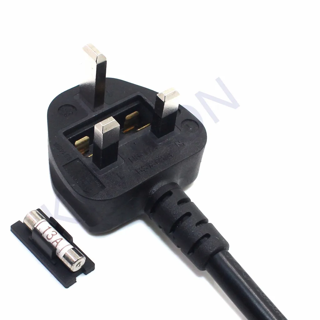 UK BS1363 Mains Plug To IEC C5 3pin Laptop Power Lead Cable PC Monitor Type G Adapter Extension Cord 30CM Black White