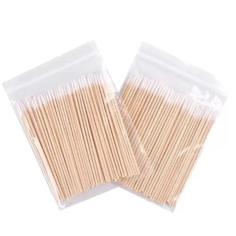 100/300/500pcs Wood Cotton Swab Cosmetics Permanent Makeup Ear Clean Sticks Buds Micro Brushes Eyelash Glue Removing Tool