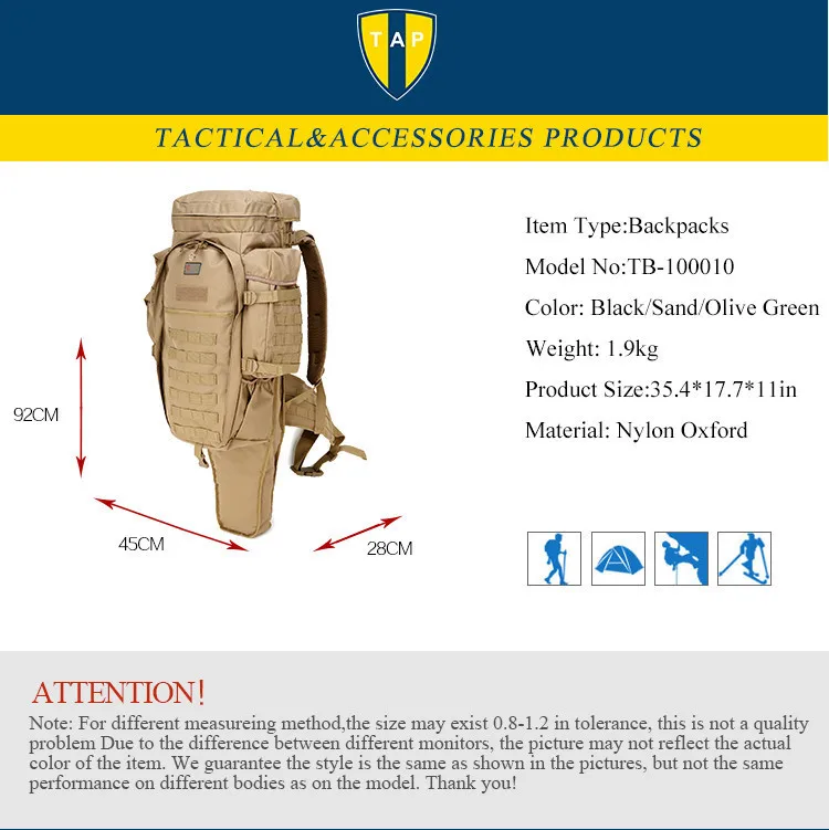 911 Tactical Military Rifle Backpack Nylon Molle Waterprooof Multifunction Outdoor Sports Rucksack Hunting Training Hiking Bag