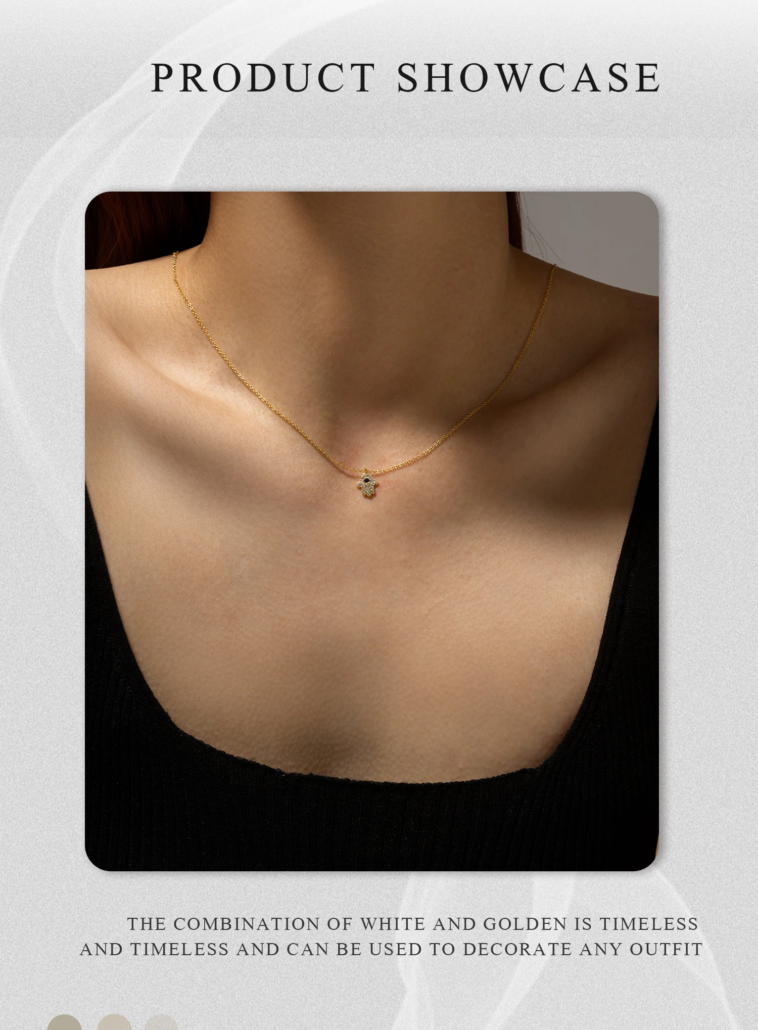ANDYWEN 925 Sterling Silver Hamsa Hand Pendant Necklace Gold Long Chain Fashion Jewelry Party Jewels Luxury ZIrcon CZ Wedding