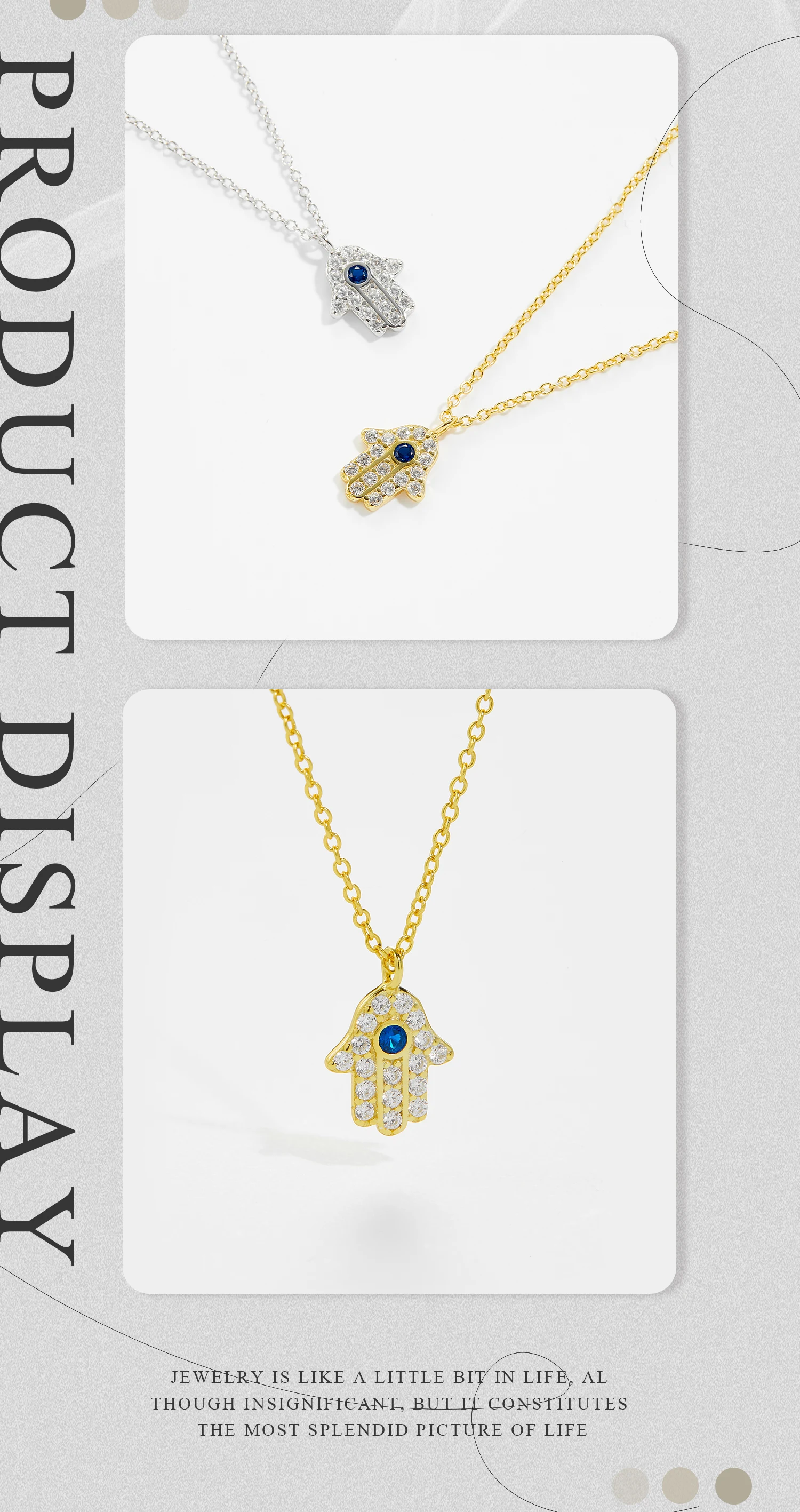 ANDYWEN 925 Sterling Silver Hamsa Hand Pendant Necklace Gold Long Chain Fashion Jewelry Party Jewels Luxury ZIrcon CZ Wedding