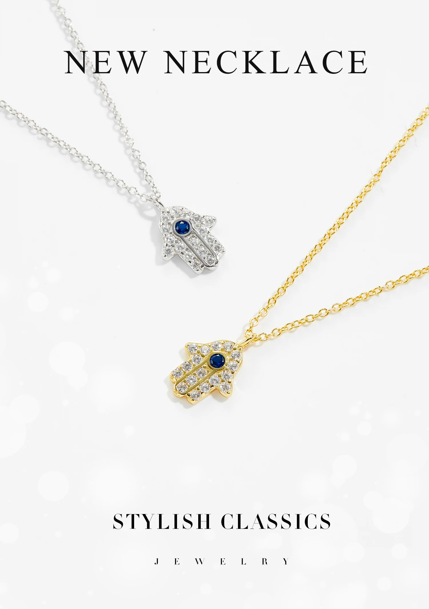 ANDYWEN 925 Sterling Silver Hamsa Hand Pendant Necklace Gold Long Chain Fashion Jewelry Party Jewels Luxury ZIrcon CZ Wedding