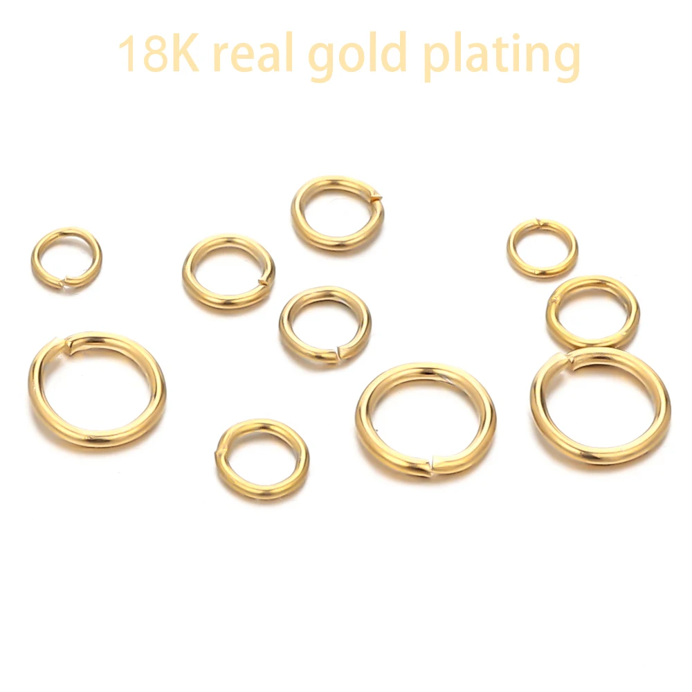 100pcs Stainless Steel Real Gold Color Plating Jump Rings Split Rings for Jewelry Making Supplies DIY Necklace Accessories