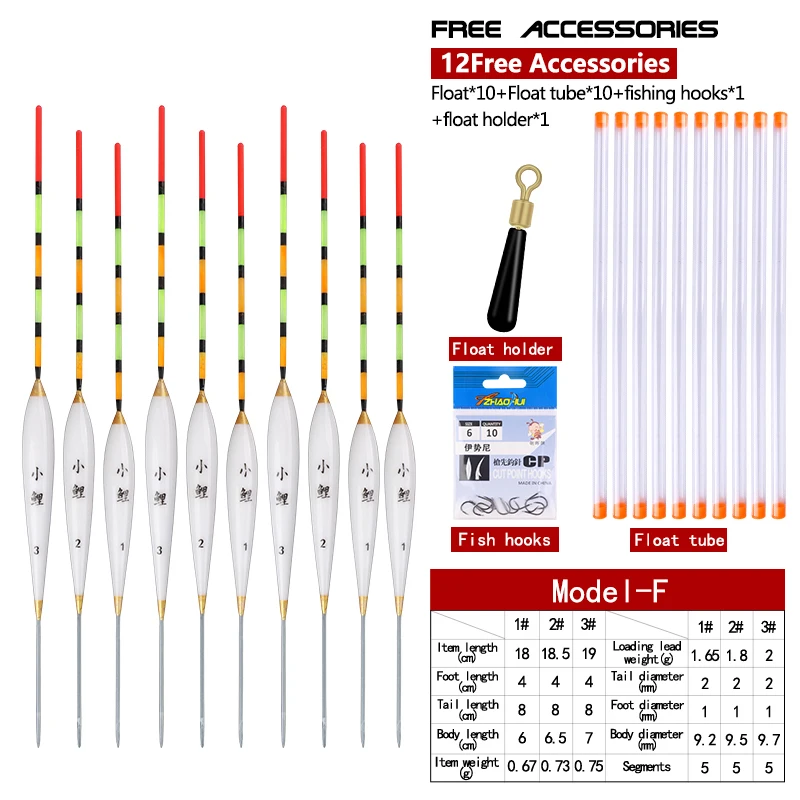 10PCS Floats Nano Bobber+10 Buoy Tubes+1 Bag Hooks River Lake Fishing Fresh Water Pesca Ice Fishing Tools Tackles Accessories