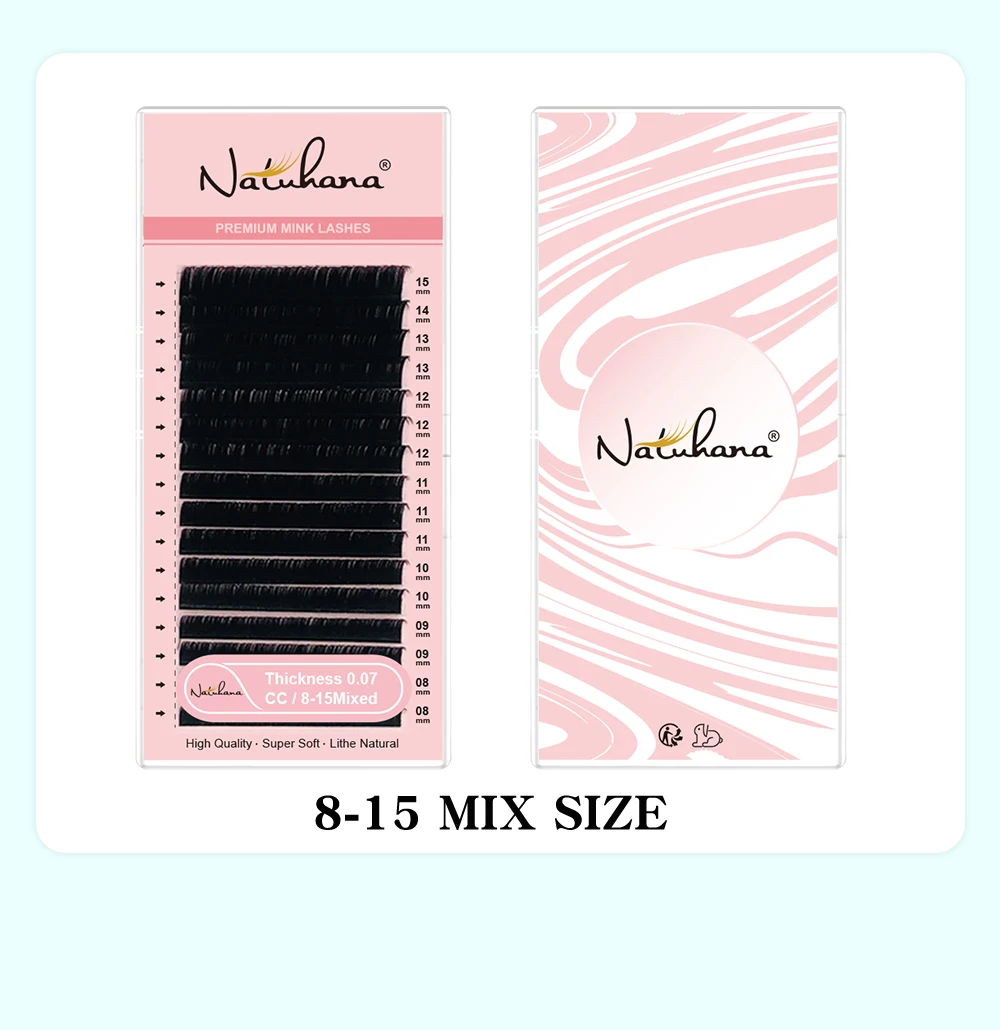 NATUHANA 8-25mm Super Long Length Eyelash Extension Korean PBT False Mink Eyelashes Individual Synthetic Silk Fake Lashes Cilios