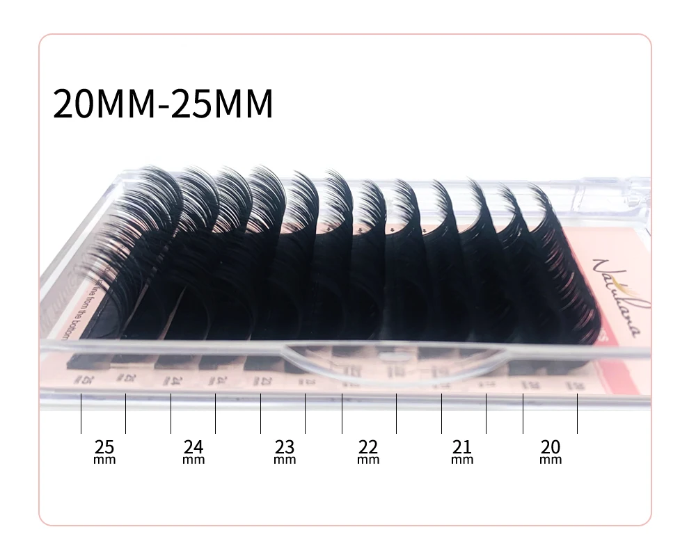 NATUHANA 8-25mm Super Long Length Eyelash Extension Korean PBT False Mink Eyelashes Individual Synthetic Silk Fake Lashes Cilios