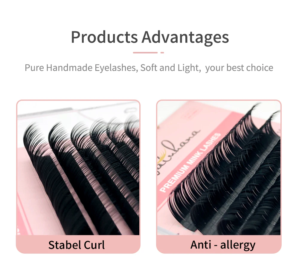 NATUHANA 8-25mm Super Long Length Eyelash Extension Korean PBT False Mink Eyelashes Individual Synthetic Silk Fake Lashes Cilios