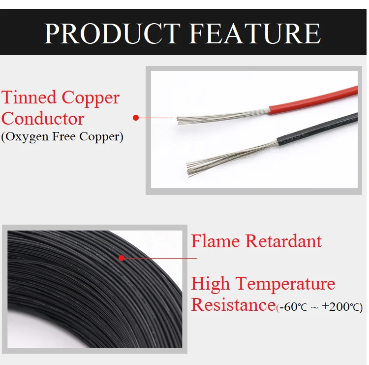 1M/5M UL1332 PTFE Wire 30/28/26/24/22/20/18/16/14/13/12/10 AWG FEP Insulated High Temperature Electron Cable For 3D Printer